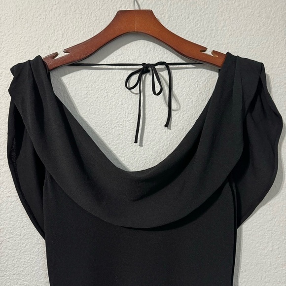 Zara Bloggers Fav Black Prom Elegant Open Back Fluid Neck Knit Maxi Dress Sz L - Picture 14 of 15